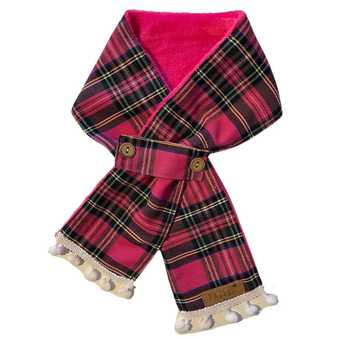 Golas Cachecol Rosa Choque c/ pompons / S - Pajé Snoods